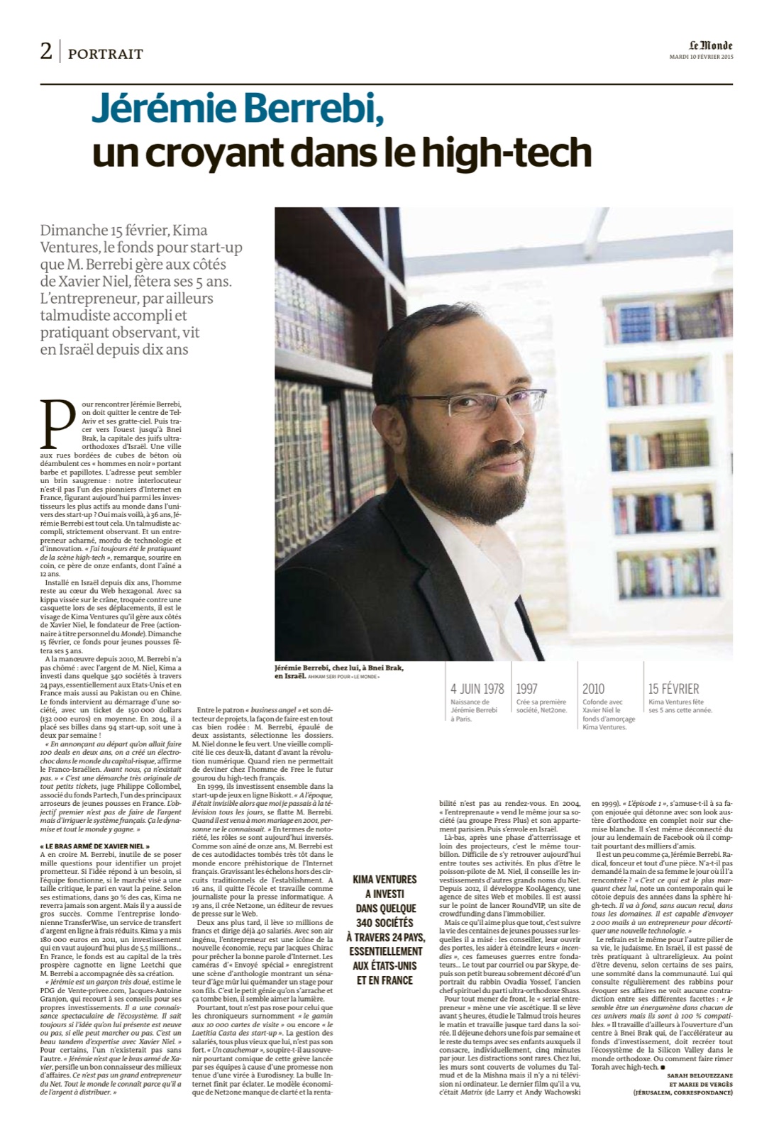 Le Monde - Jérémie Berrebi, un croyant dans le high-tech