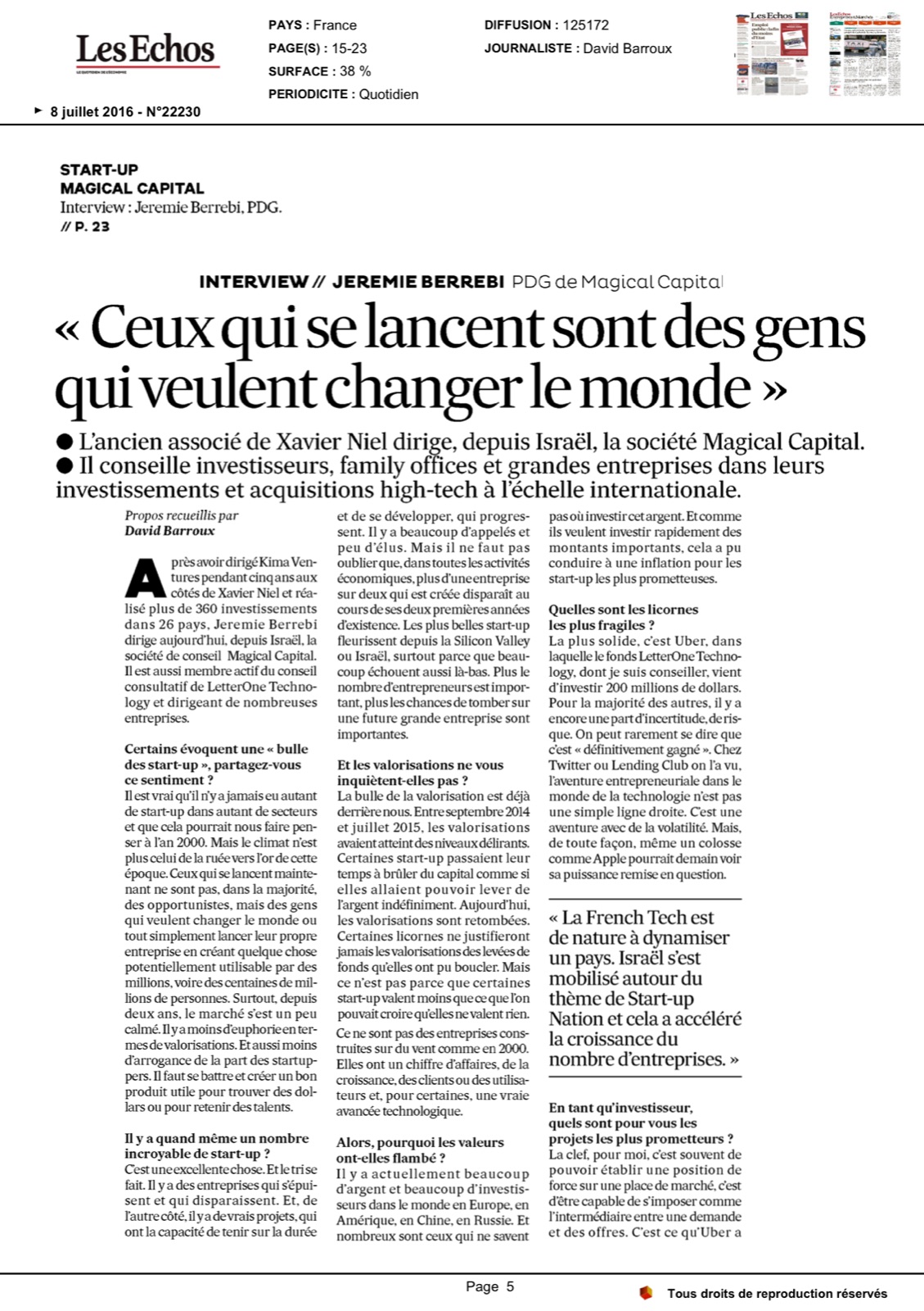 Les Echos - Ceux qui se lancent